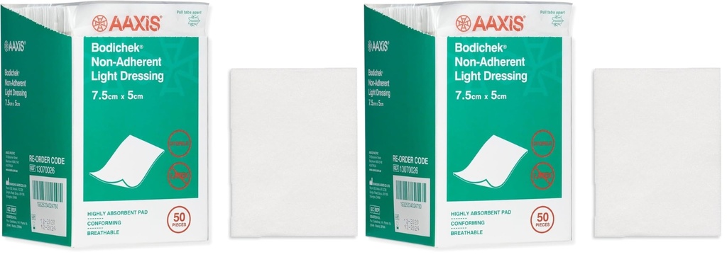 Bodichek Non-Adherent Light Dressings 7.5cm x 5 cm Size 100 Pack