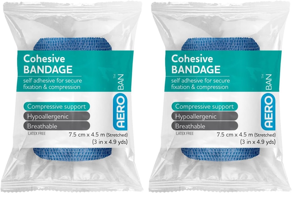 AeroBan Cohesive Bandage 7.5cm x 4.5M (Pack of 2)