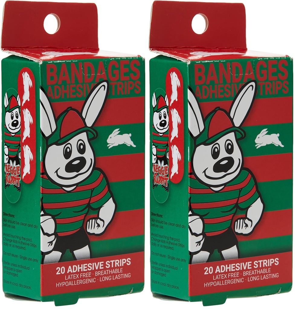 NRL Rabbitohs Mascot Adhesive Bandages (Pack of 40)
