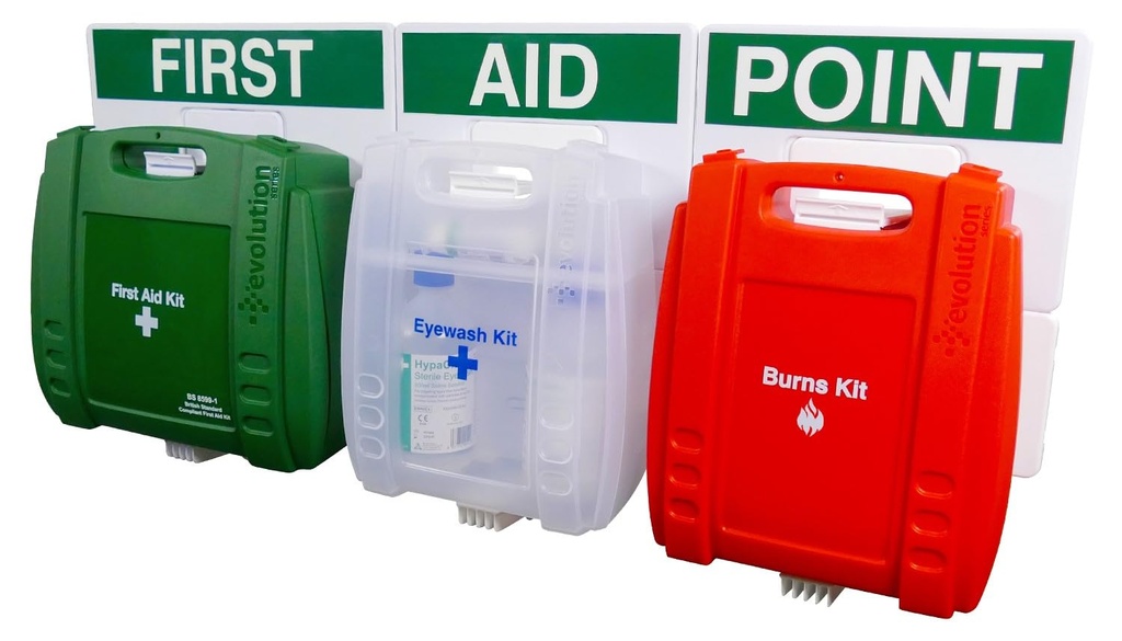 Safety First Aid Group Evolution First Aid, Eye Wash & Burns Point, Large, 43cm x 91cm | Large Fully-Stocked