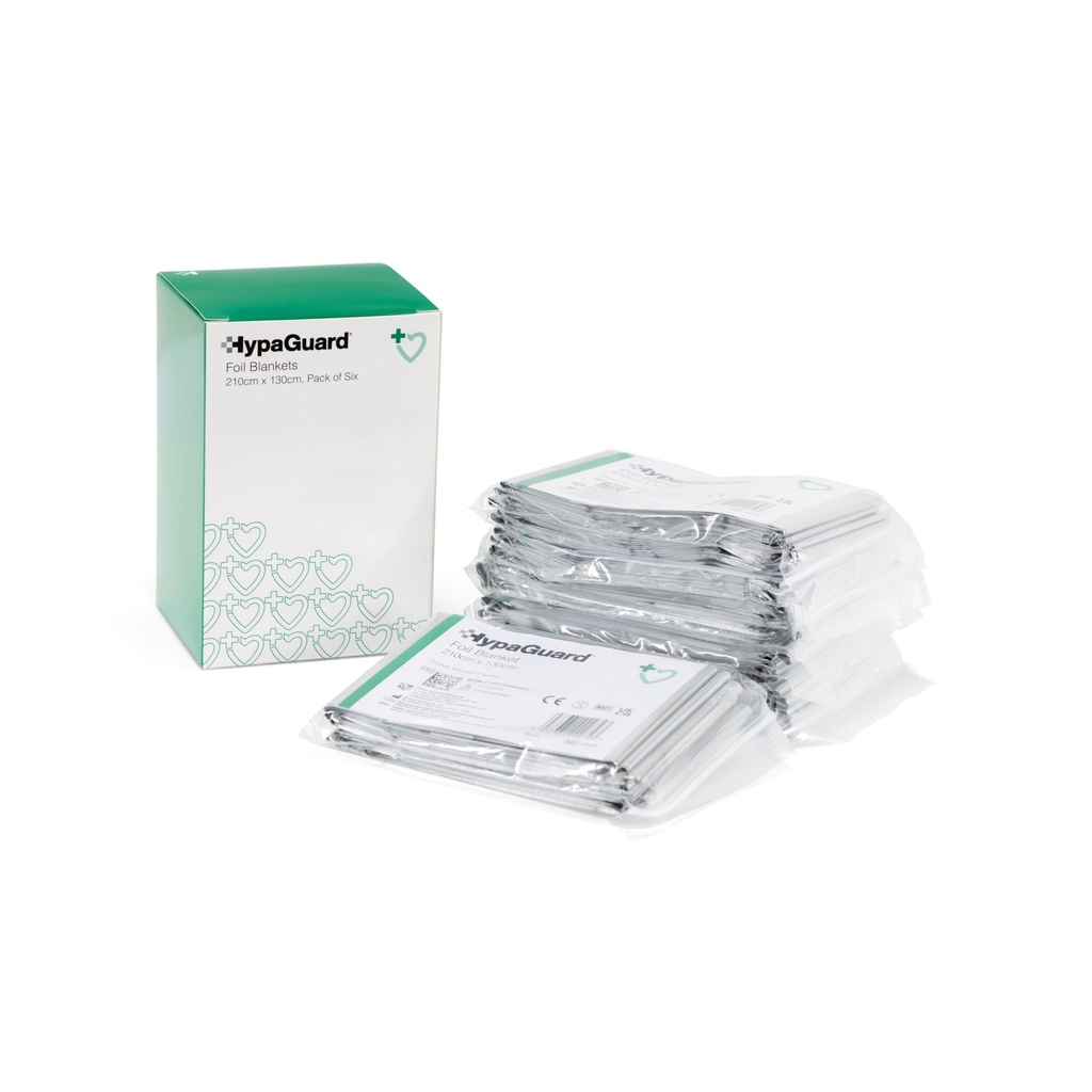 Safety First Aid HypaGuard Pack of 6 Foil Survival Blankets