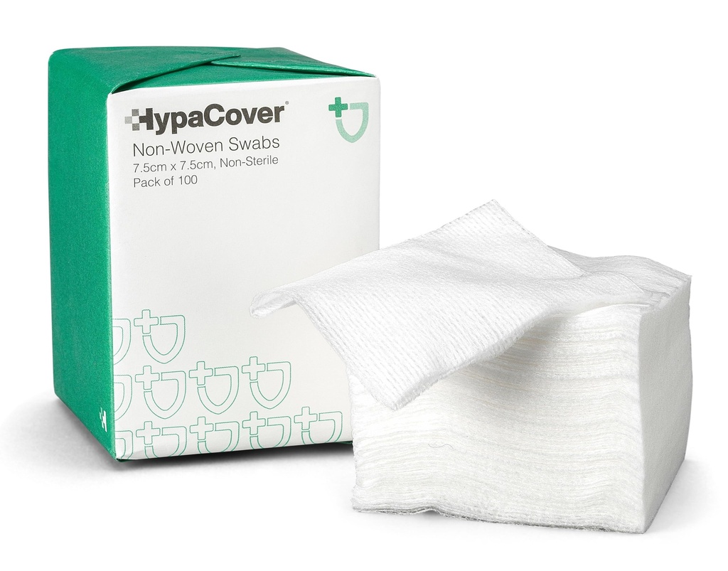 Safety First Aid HypaCover Non-Woven Swabs, 7.5cm x 7.5cm, Pack of 100