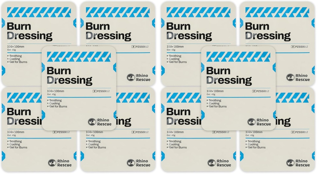 RHINO RESCUE Burning Wound Dressing, 10 x 10 cm, 40 g, Specially Designed for the Treatment of Burns, Scalds and Sunburns (Pack of 2)