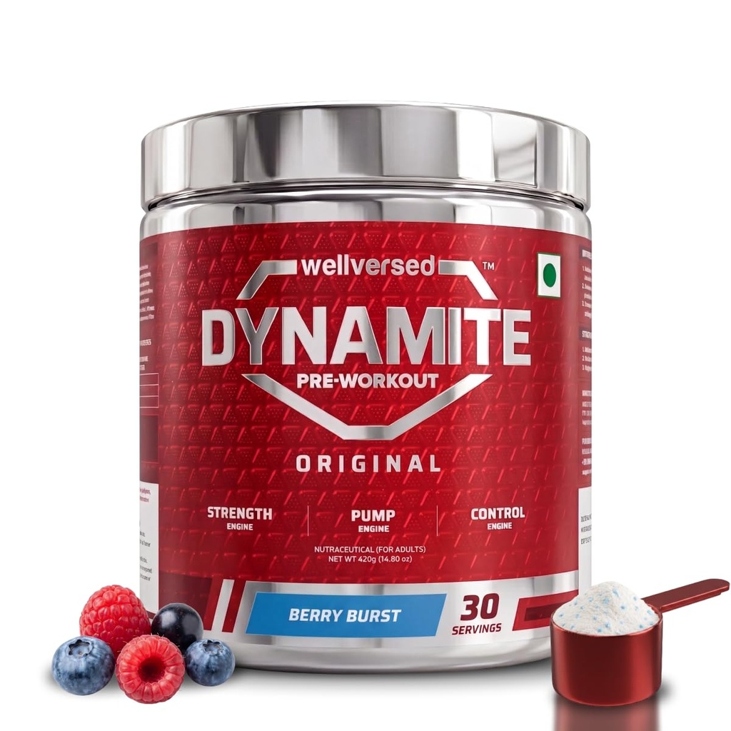 Dynamite Original Pre Workout For Men, Berry Burst, 30 Servings