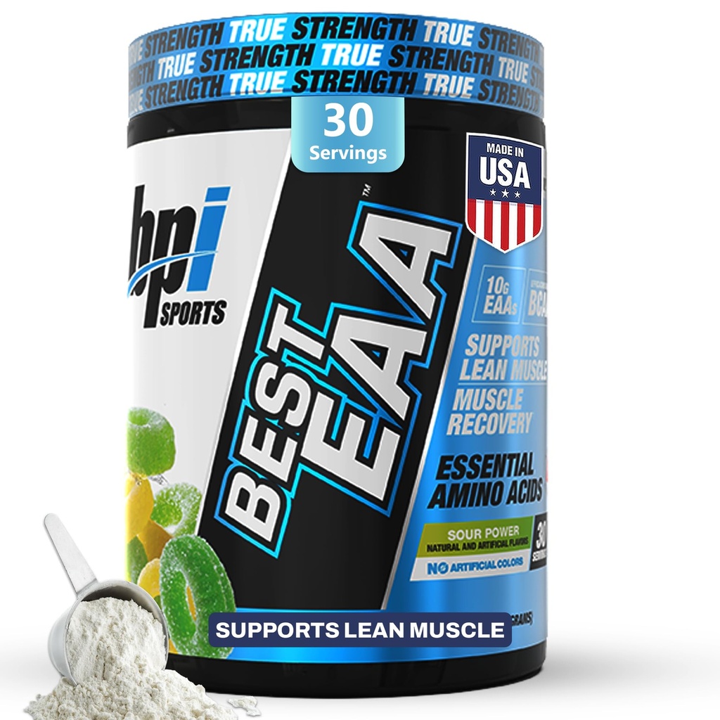 BPI Sports Essential Amino Acids EAA Powder - Pre, Intra & Post Workout Drink - BCAA Powder for Men & Women, EAA + BCAA + Hydration. Advanced Formula with 10g of EAA. (Sour Power)