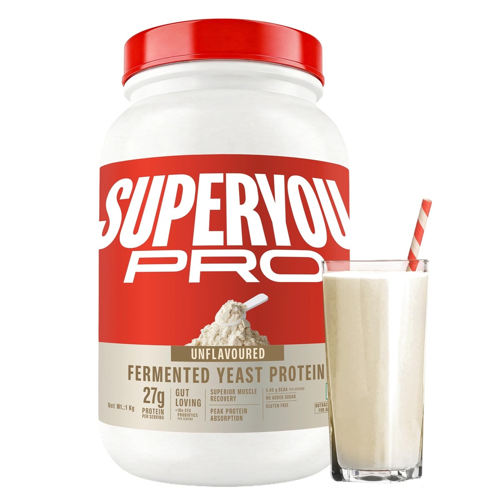 Superyou Pro Fermented Yeast Protein Isolate Unflavoured 1kg | 24g Protein/Serve | Vegan, No Bloat, Heat-Stable | Easy to Digest | Gut Friendly | PDCAAS of 1