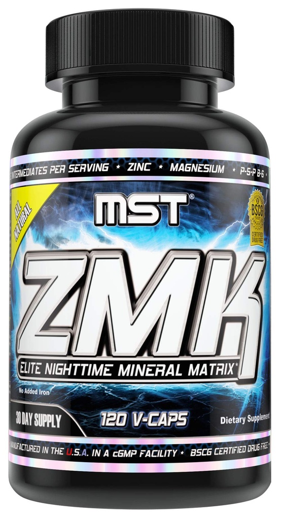 MST ZMK (Zinc & Magnesium as Krebs Chelates (as Citrate, Fumarate, Malate, Succinate, Alpha-Keto-Glutarate. With Mineral Support Blend & Trace Minerals. Support ATP, Sleep, Muscle Recovery, 120 V Caps