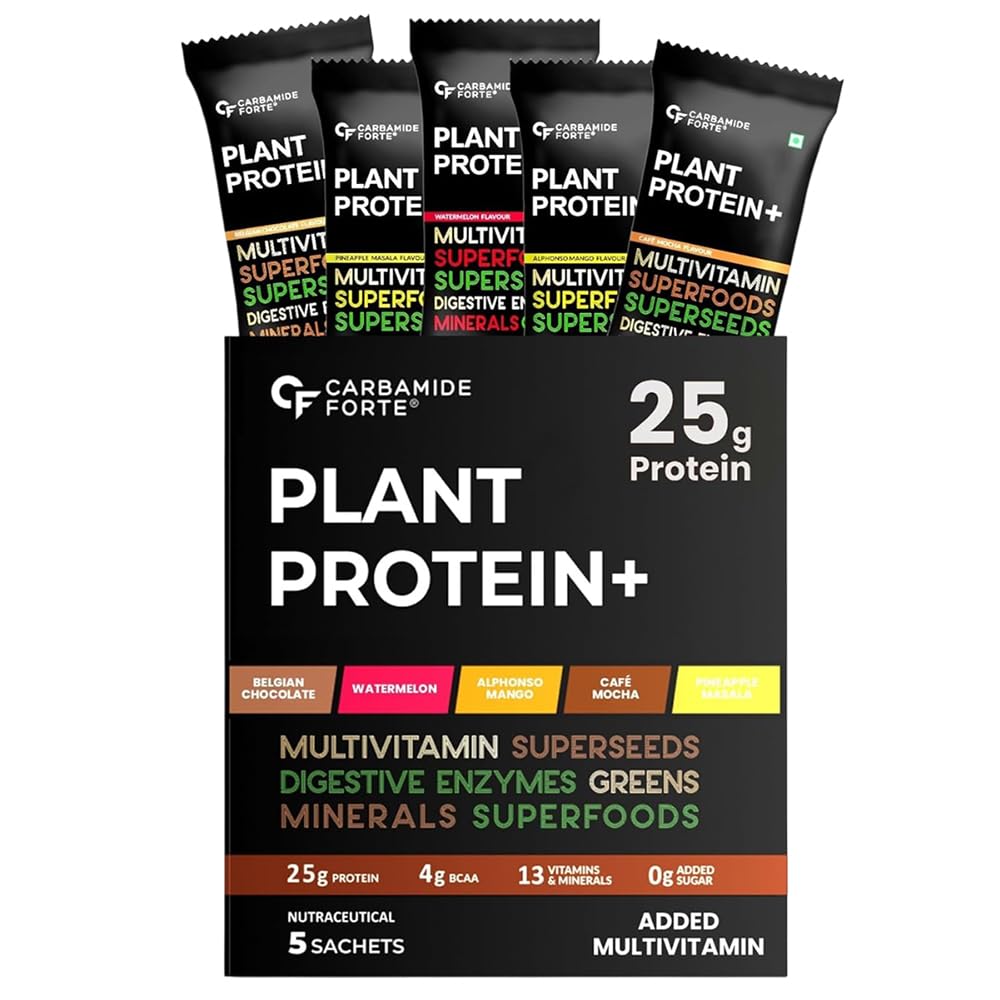 Carbamide Forte Plant Protein Powder - Plant Based Protein Powder | Pea Protein Powder | Plant Protein powder for men | 5 Flavors Plant Protein - Pack Of 5