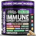Organic Immune Support with PAU D'Arco Garlic Cayenne Pepper Oregano Ginger Grapefruit Onion Black Seed Sea Moss Black Pepper Zinc Eucalyptus Vitamin C Vitamin D Organic Soursop By Clean Nutra