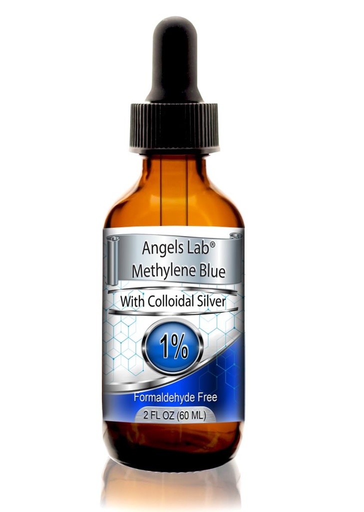 New Methylene Blue 1% Wtih Colloidal Silver Angels Lab |USP-Grade Methylthioninium Chloride Liquid | High Purity Dietary Supplement for Brain Function & Cognitive Health |2oz Glass Dropper Bottle…