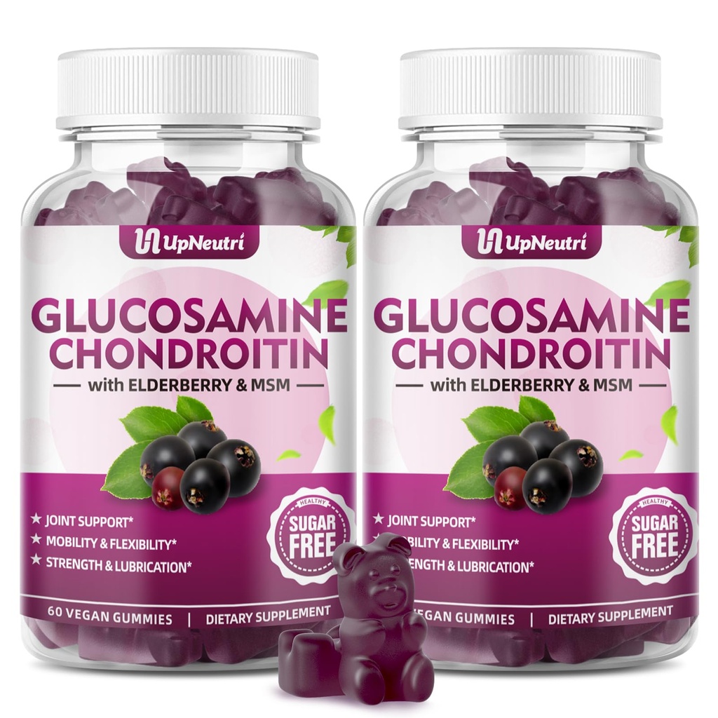 GGlucosamine Chondroitin Gummies Sugar Free, Extra Strength 1500mg Glucosamine with Chondroitin MSM & Turmeric, Joint Support Supplement for Men & Women Joint Health (120 Count (Pack of 2))
