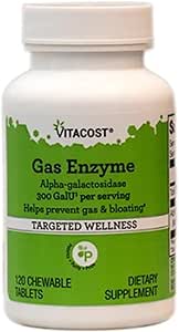 Vitacost Gas Enzyme Alpha-galactosidase - 300 GalU per Serving - 120 Chewable Tablets