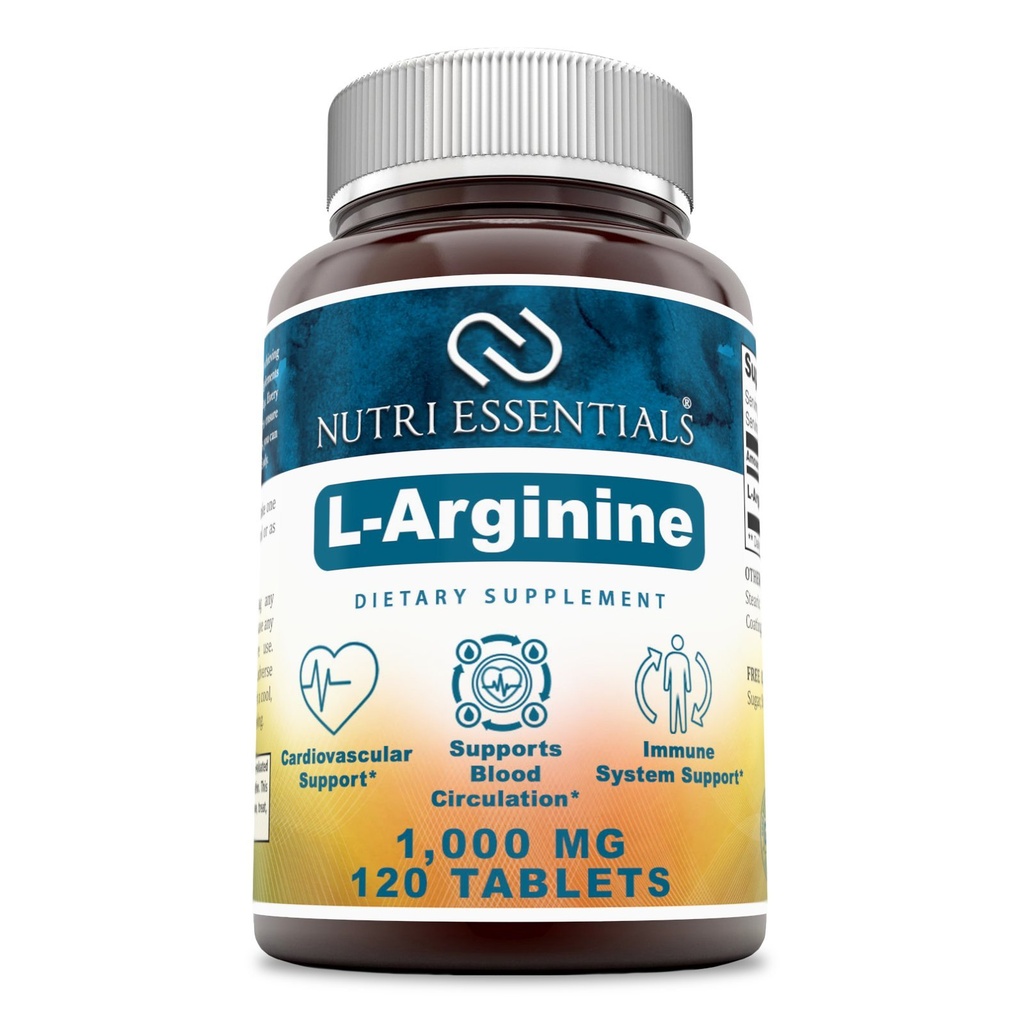 L-Arginine 1000 Mg 120 Tablets Dietary Supplement - Supports Cardiovascular Health - Supports Immune System Functions - Promotes Blood Circulation