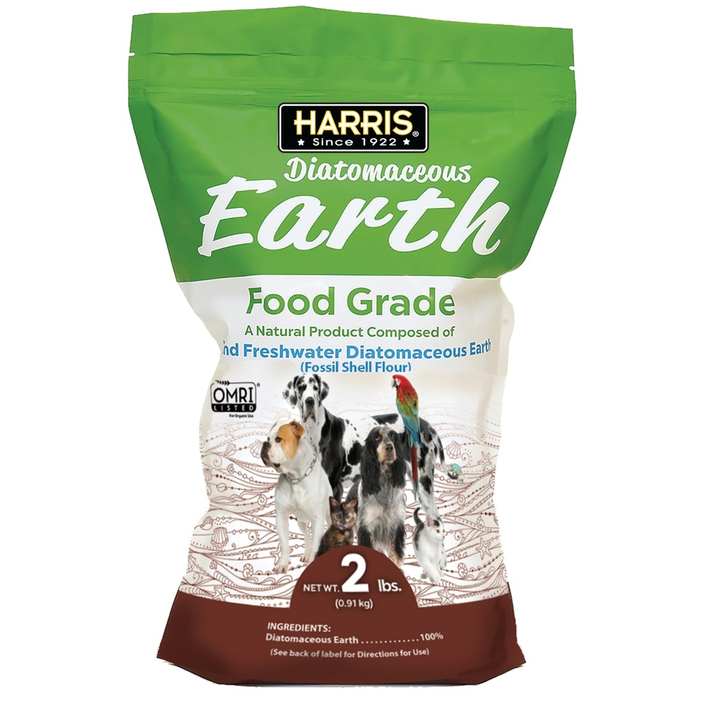 Harris Food Grade Diatomaceous Earth for Pets, for Cats, Dogs, Horses and Pets, Certified for Organic Use, 2 LB Bag
