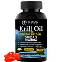 Antarctic Krill Oil Softgels–1600mg per Serving with 2mg Astaxanthin, High Omega‑3 (174mg EPA & 120mg DHA) in Phospholipid Form–Supports Joint, Heart, Skin & Brain Health–60 Lemon-Flavored Softgels