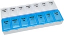   Basic Care (7-Day) AM/PM Pill Organizer, Vitamin Case, And Medicine Box, Large Compartments, 2 Times a Day, Blue and Clear Lids