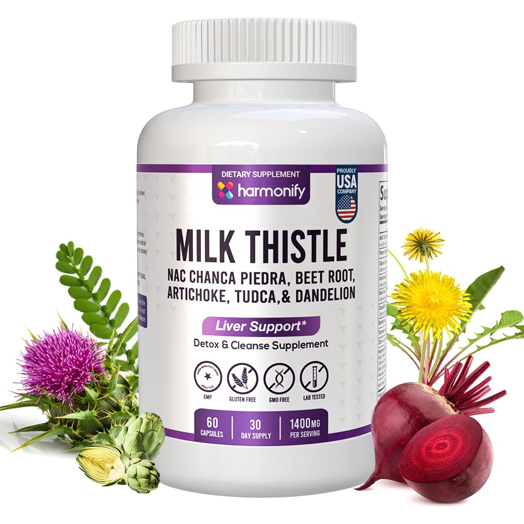 Milk Thistle Berberine Turmeric with Chanca Piedra, Detox & Cleanse & Repair Supplement, NAC, Beet Root, Artichoke, Dandelion Root, TUDCA Choline and Ginger, 30 Days Supply
