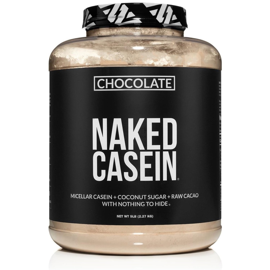 NAKED Chocolate Casein - Chocolate Micellar Casein Protein - 5 Pound Bulk, NSF Certified, GMO-Free, Gluten-Free, Soy-Free, Preservative-Free - Stimulate Muscle Growth - Enhance Recovery - 60 Servings