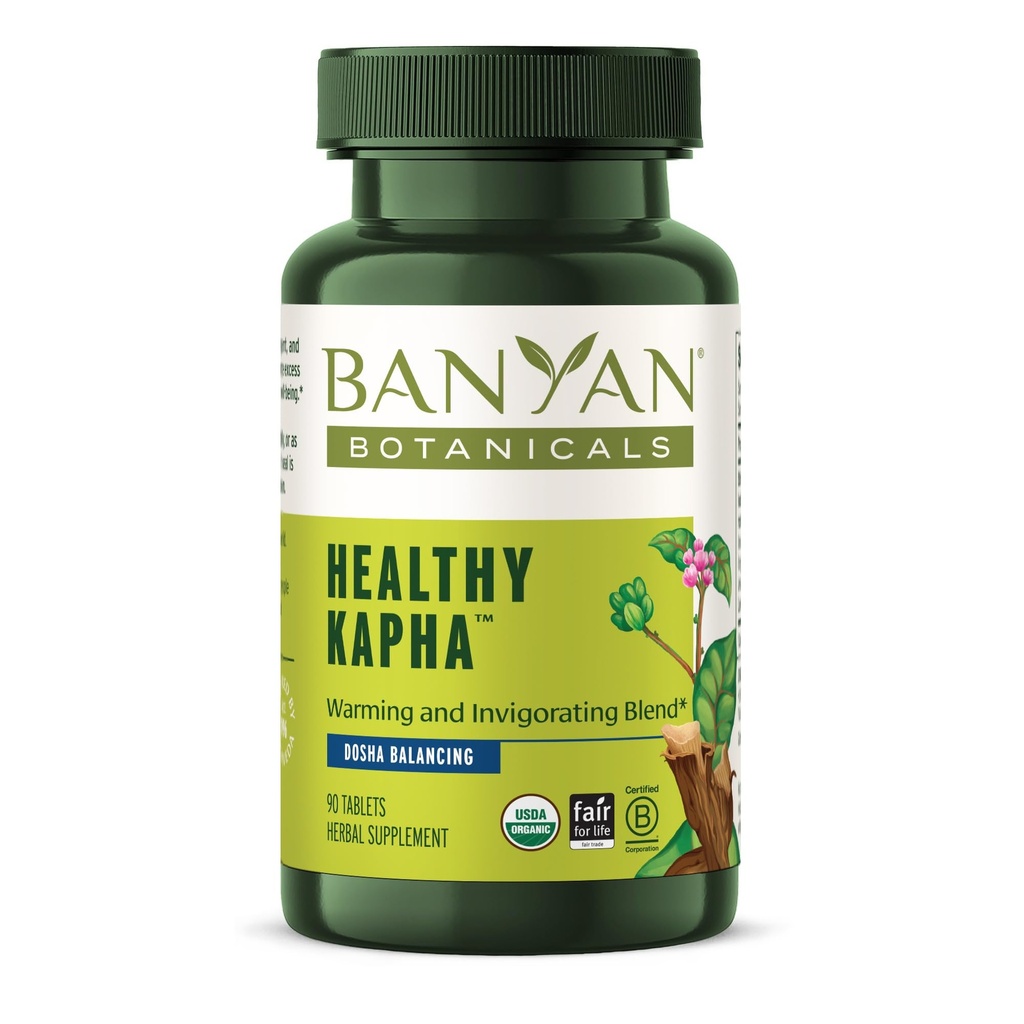 Banyan Botanicals Organic Healthy Kapha – Warming & Invigorating Herbal Supplement – Supports Systemic Movement, Physical Energy & Circulation – 90 Tablets – USDA Organic