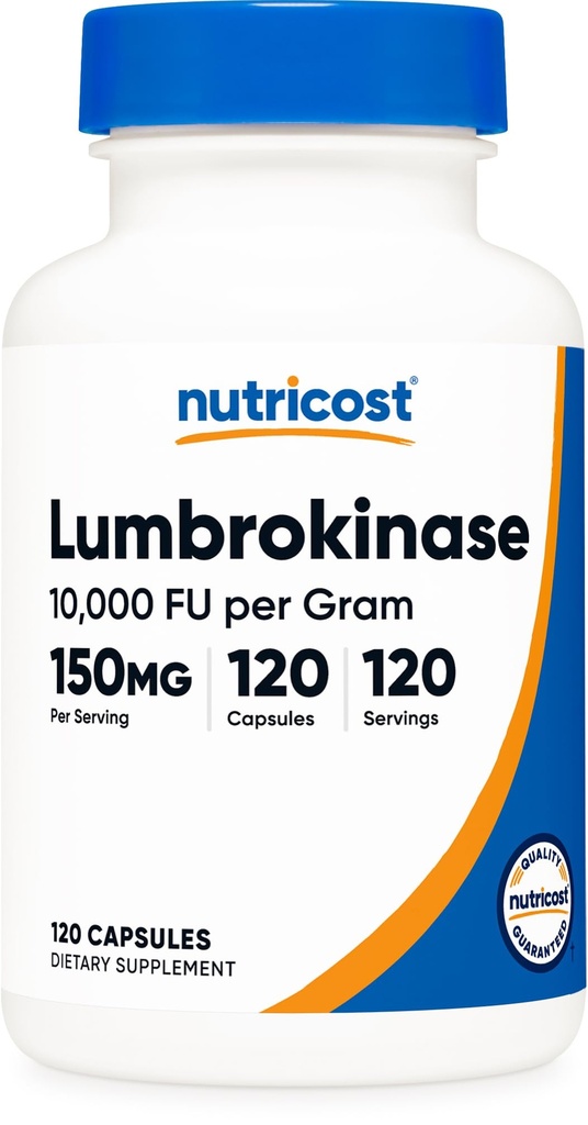 Nutricost Lumbrokinase Capsules 150 mg (120 Capsules) - Gluten-Free, GMO-Free, 3rd Party Tested