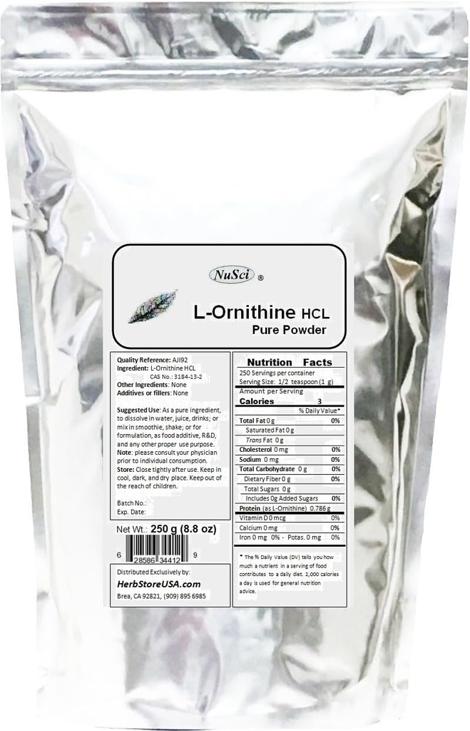 Pure L-Ornithine Powder 250g (8.8 oz) AJI Quality