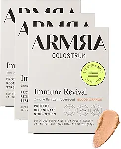 ARMRA Colostrum™ Premium Powder, Grass Fed, Gut Health Bloating Immunity Skin & Hair, Contains 400+ Bioactive Nutrients, Keto, Gluten & Fat Free (Blood Orange Bundle | 90 Servings)
