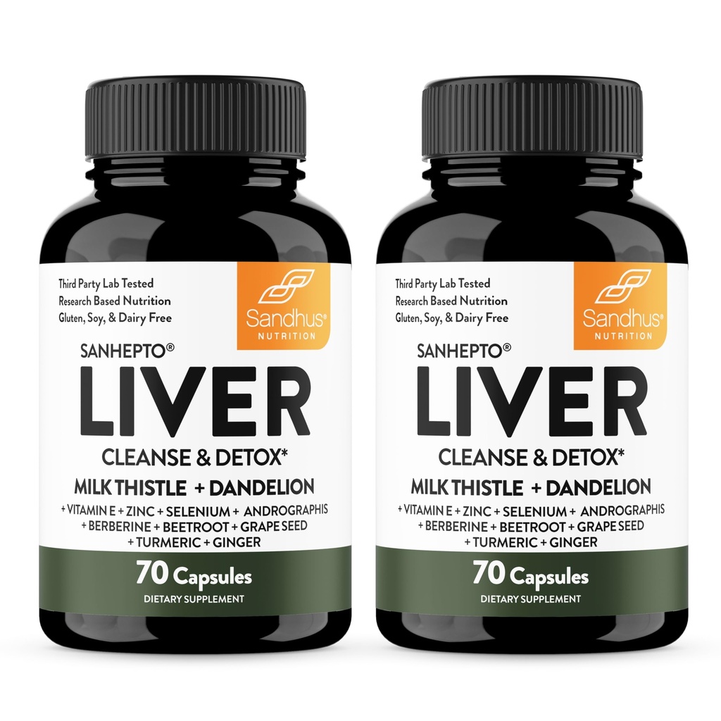 Sandhu's Liver Cleanse Detox & Repair Support Capsules with Milk Thistle & Dandelion Root | Herbal Supplement Pills for Liver Health | for Men & Women | Made in USA | Viral on Tiktok | 140 Count