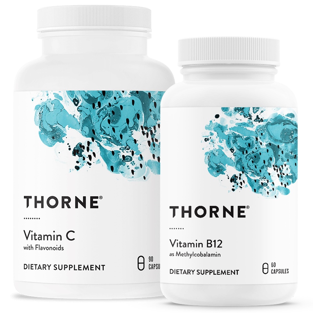 THORNE - Wellness Bundle - Vitamin C & B12 - Supports Heart, Nerve, Immune, and Tissue Health - 60 to 90 Servings