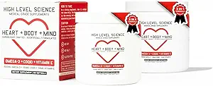 High Level Science CoQ10, Omega-3, Vitamin E, Cardiologist Formulated for Heart + Body + Mind Health, DHA/EPA, Antioxidant for Energy, Superior Bioavailable Fish Oil, Gluten Free, 60 Softgels - 2 Pack