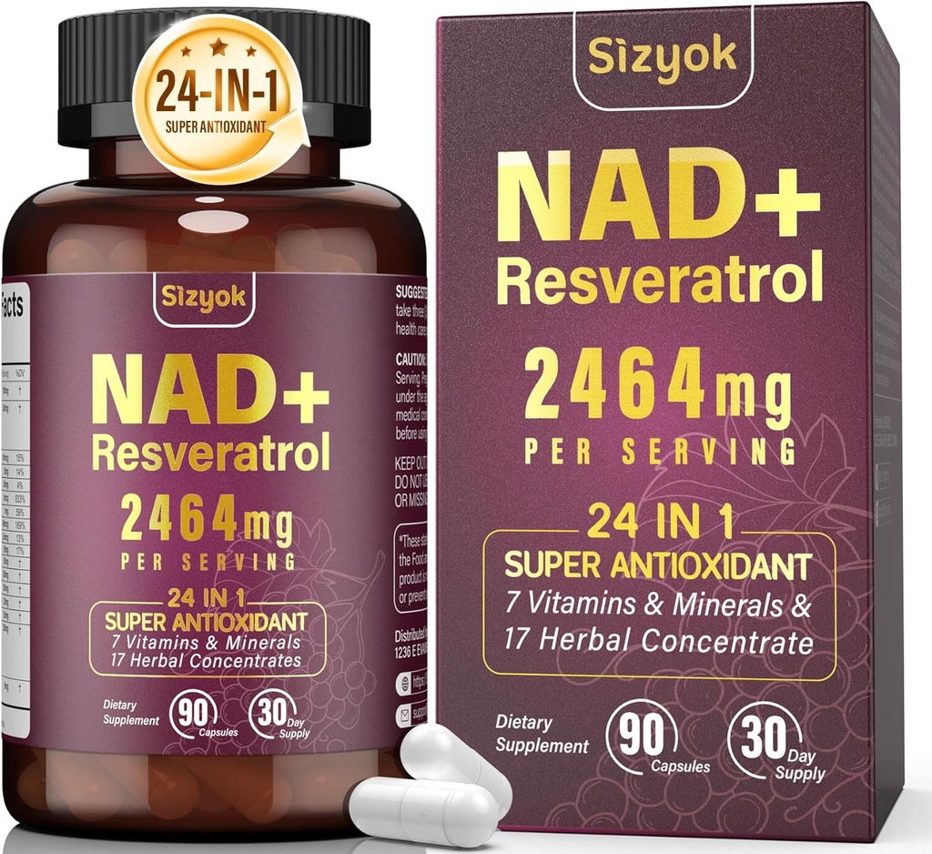 NAD Supplement, Liposomal NAD+ Supplement with Resveratrol, NAD Resveratrol Supplement - Boost NAD+ for Aging Defense, Energy, Focus - Ultra Antioxidant Capsules，91