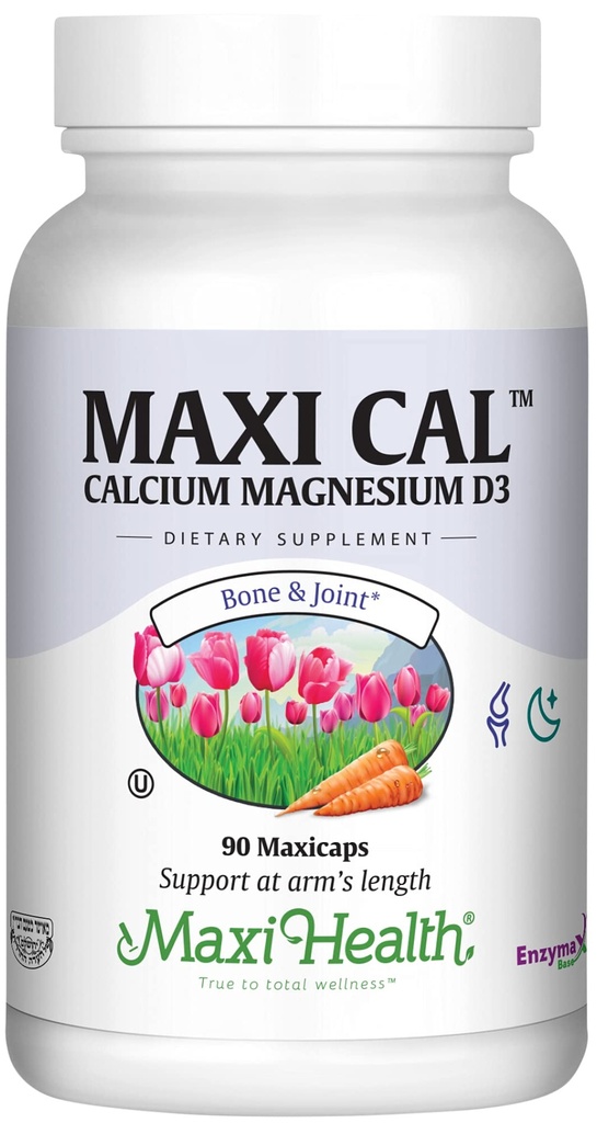 Maxi Health Calcium 1000 mg Supplement with Vitamin D3 (1000 IU) and Magnesium (500 mg) - Bone, Teeth and Joint Support for Men and Women - 90 Capsules