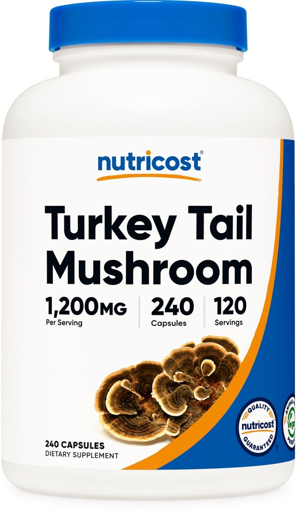 Nutricost Turkey Tail Mushroom Capsules 1200mg, 120 Servings (240 Capsules) - Gluten Free, Non-GMO, and Vegetarian Friendly