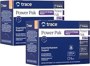 Trace Minerals Power Pak - Daily Health Supplement with Vitamins & Minerals - Supports Immune Health & Hydration - Concord Grape (60 Servings)