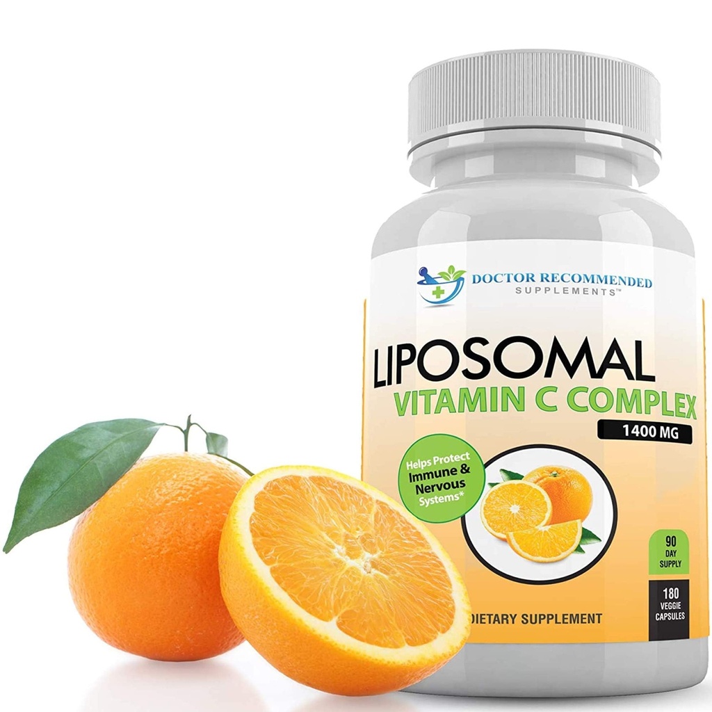 Liposomal Vitamin C 1400mg Per Serving - 180 Veggie Capsules High Absorption Ascorbic Acid, Lypo-Spheric Vitamin C Complex Immune Support Supplement with Powerful Antioxidants and Collagen Booster