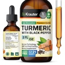 BIO KRAUTER® Turmeric Supplement for Mobility Support - Pure Vegan Curcumin with Black Pepper 2 Fl.Oz 21 Days of Supply - Curcumin Drops 1200 mg for Antioxidant & Immune Support - Alcohol & Sugar Free