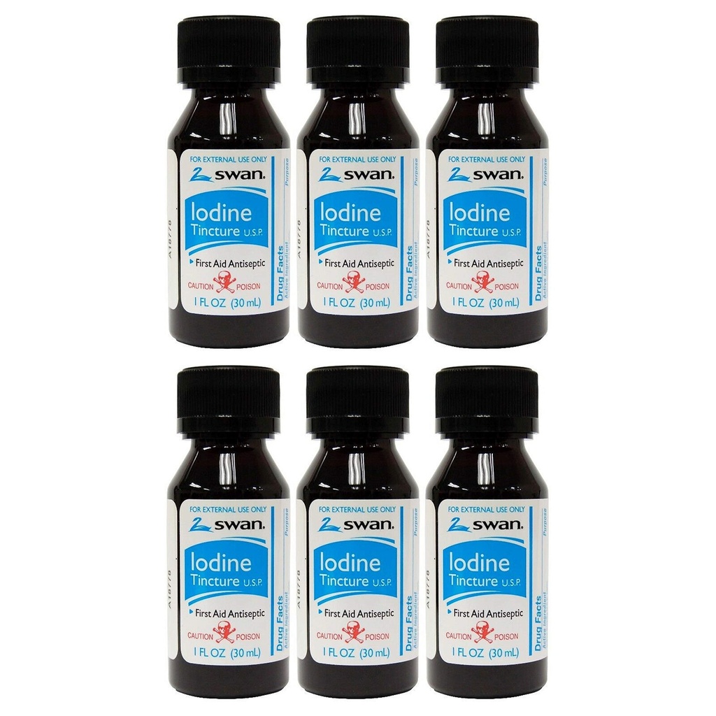 Swan Iodine Tincture U.S.P. - 1 fl oz (6 Pack)