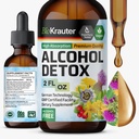 BIO KRAUTER® 6-in-1 Alcohol Detox - Vegan Liver Support Supplement - Milk Thistle, Dandelion Root, Chanca Piedra, Hawthorn Berry 1200 mg per Serving, 2 Fl.Oz., 14-Day Supply, Alcohol & Sugar Free
