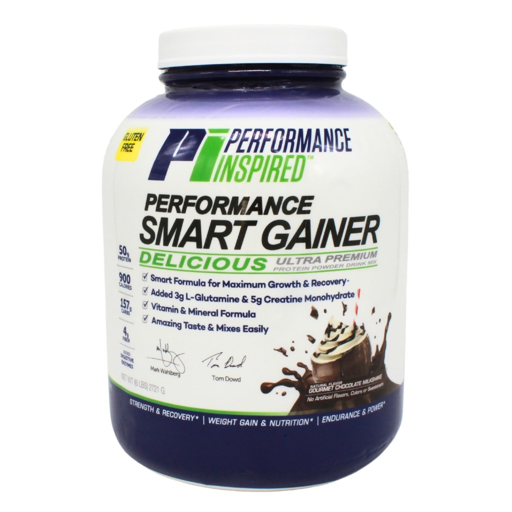 Performance Inspired Nutrition Smart Mass Gainer – 50G Protein, 900 Calories, Creatine, L-Glutamine & Digestive Enzymes – Muscle Recovery & Growth – Chocolate Milkshake – 6 lb