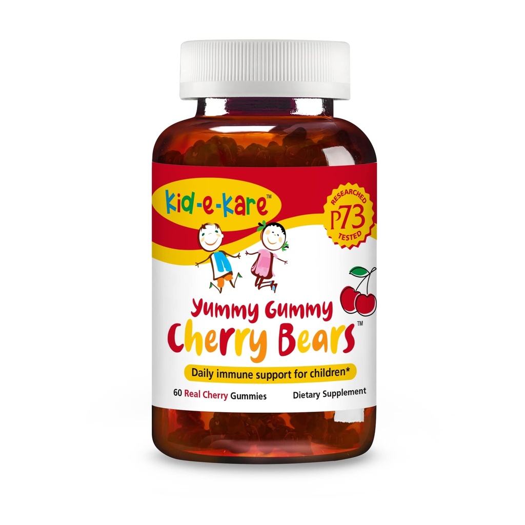 NORTH AMERICAN HERB & SPICE kid-e-kare Yummy Gummy Cherry Bears - 60 Real Cherry Gummies - Daily Immune Support for Children - With P73 Oreganol & Black Seed Oil - Non-GMO - 30 Servings
