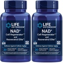 Life Extension NAD+ Cell Regenerator™ & Resveratrol Elite™*,nicotinamide riboside,Trans-resveratrol,quercetin,Fisetin,Heart Health,Healthy Aging,Vegetarian,Non-GMO,Gluten Free, 30 Capsules (Pack of 2)