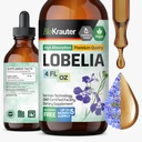 BIO KRAUTER Lobelia Tincture for Lung Cleanse & Detox - Pure Vegan Lobelia Herb Liquid Extract - 4 Fl.Oz 168 Days of Supply - Respiratory Support Supplement - Alcohol & Sugar Free, Non-GMO