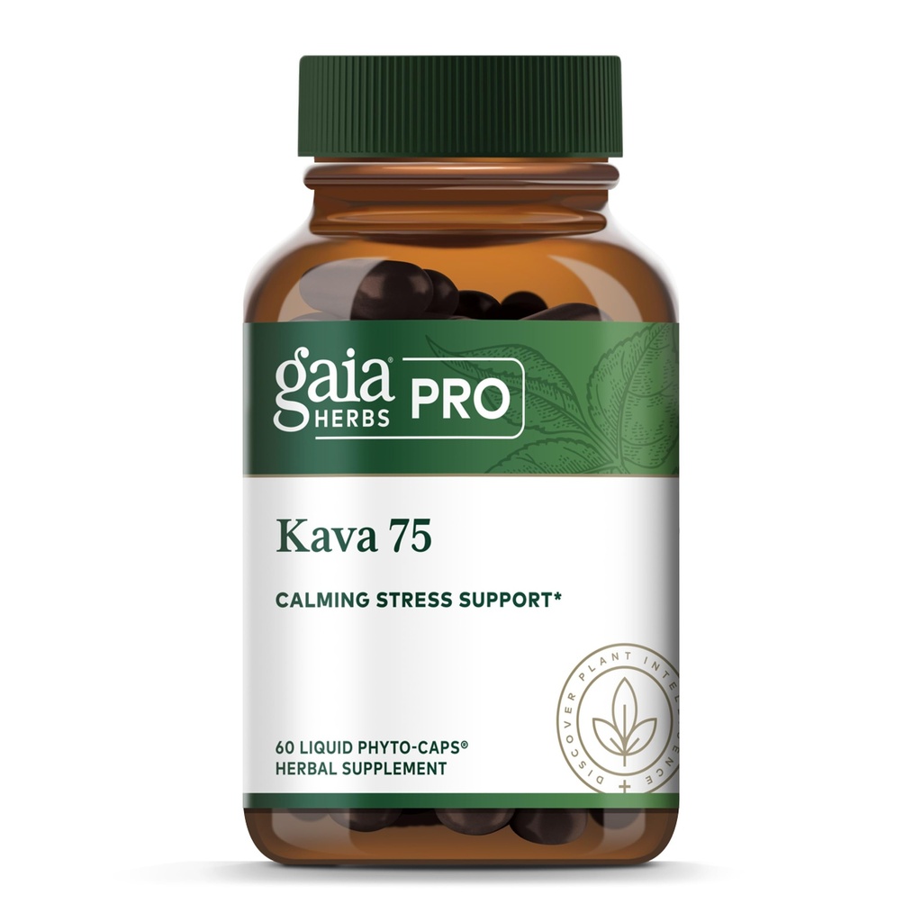 GAIA HERBS PRO Kava 75 - Stress Support Supplement - Aids a Sense of Calm & Relaxation - 60 Liquid Phyto-Caps