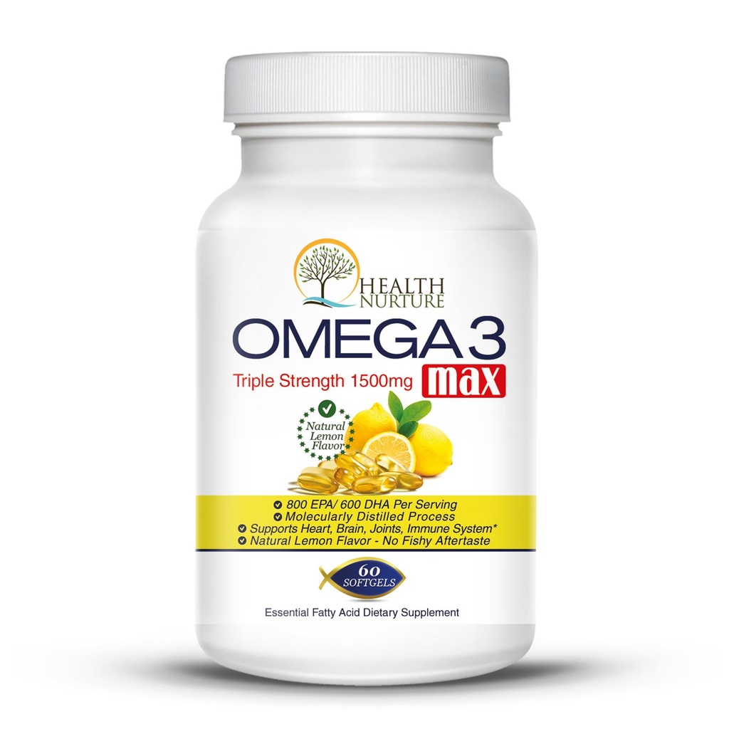 Fish Oil Omega-3 Maximum Strength 1500mg (800 EPA/600 Dha) Pharmaceutical Grade Fish Oil