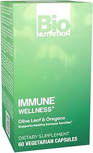 Bio Nutrition Immune Wellness Supplement 60 Vegetarian Capsules | Olive Leaf and Oregano | Minerals and Antioxidants for General Health Support | Immune Support