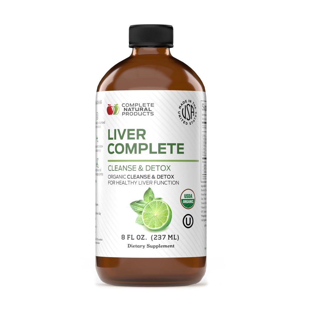 Liver Complete Liquid 8 oz - Organic Liver Cleanse Detox Formula, Herbal Support for High Enzymes with Milk Thistle Dandelion Chanca Piedra, Easy Absorbing Natural Tincture USA Made Family Crafted