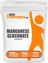 BulkSupplements.com Manganese Gluconate Powder - Manganese Supplement, Essential Trace Mineral - High Absorption & Gluten Free, 225mg per Serving, 250g (8.8 oz) (Pack of 1)