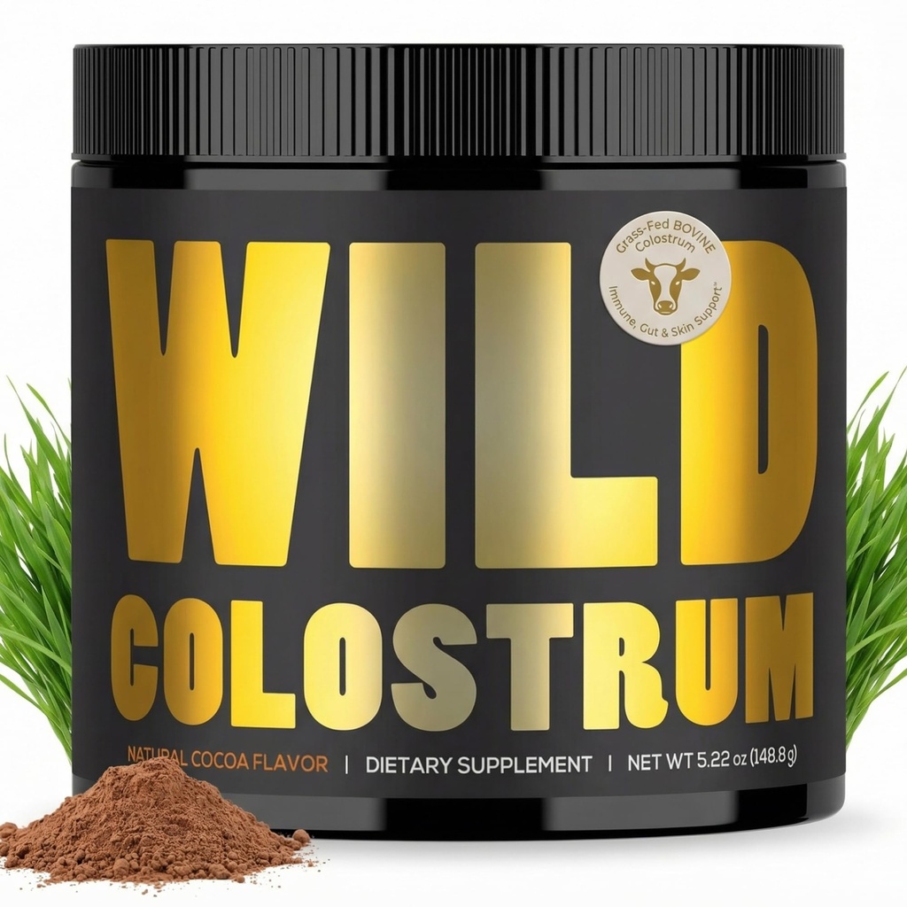 Colostrum Supplement - Grass Fed Pure Bovine Colostrum Powder - 2000mg & 400mg IgG (calostro bovino) - Gut, Immunity, Skin, Hair Support - Sugar Free, Natural Cacao Flavour, 30 Servings