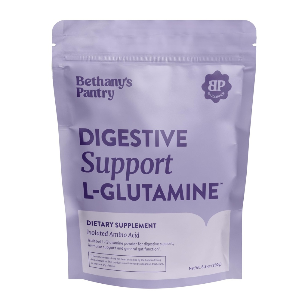 Bethany’s Pantry – L-Glutamine Powder for Gut Health - Pure Digestive Support Amino Acid Supplement - 99.7% Purity, Vegan, Gluten Free, Non-GMO - Unflavored, 50 Servings (8.8 oz)