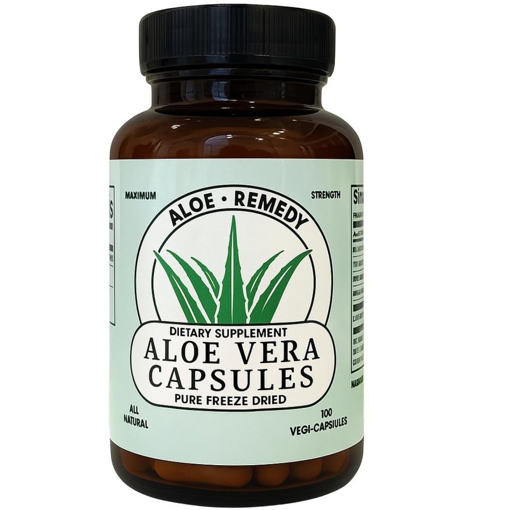 Aloe Vera Capsules 180 Count Freeze Dried Gel and Leaf Powder for IC BPS Support Digestive and Bladder Health Made in USA Natural Supplement