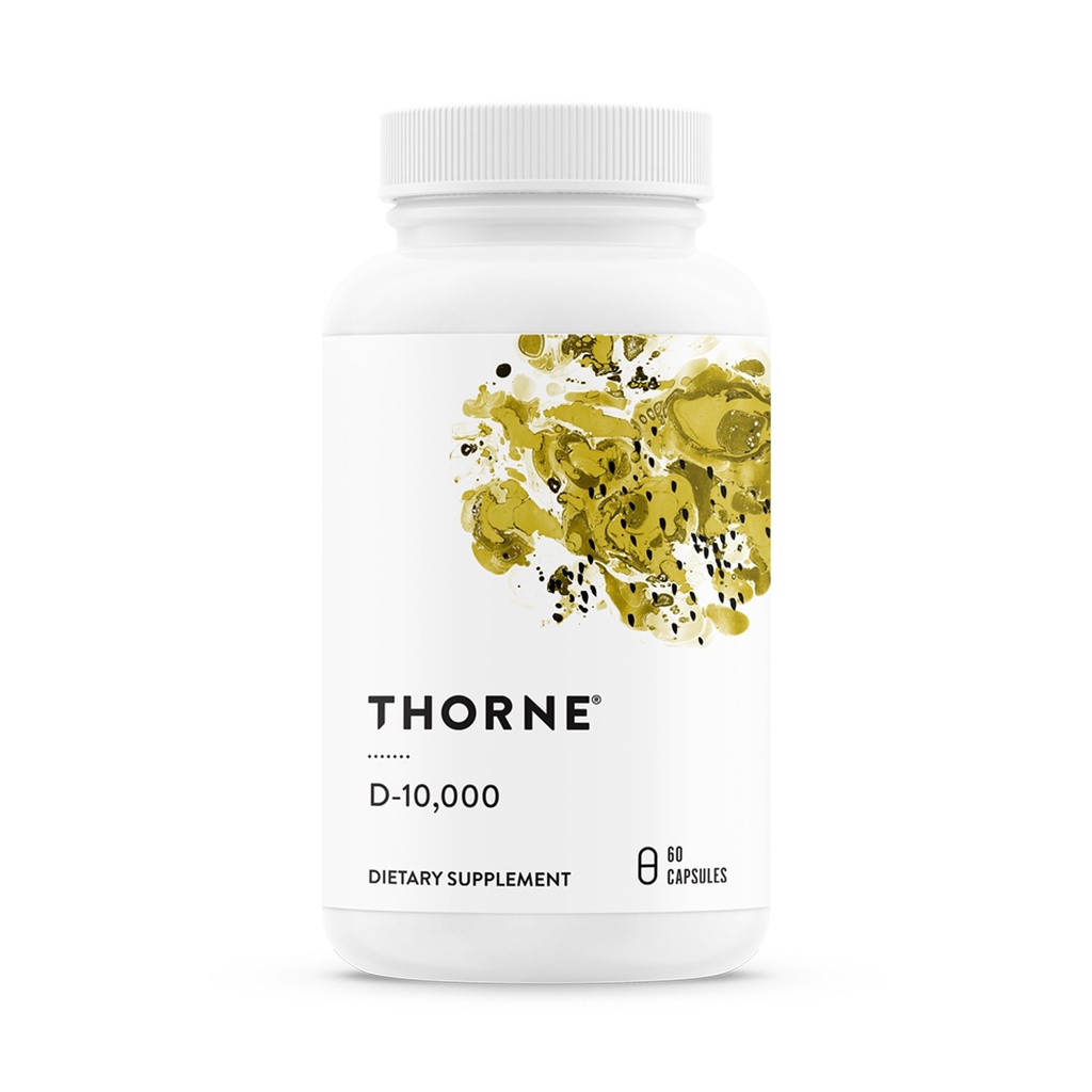 THORNE - Vitamin D-10,000 - Vitamin D3 Supplement - Supports Healthy Bones, Teeth & Muscles, Plus Cardiovascular & Immune Function* - Third-Party Certified - Gluten, Dairy & Soy-Free - 60 Capsules